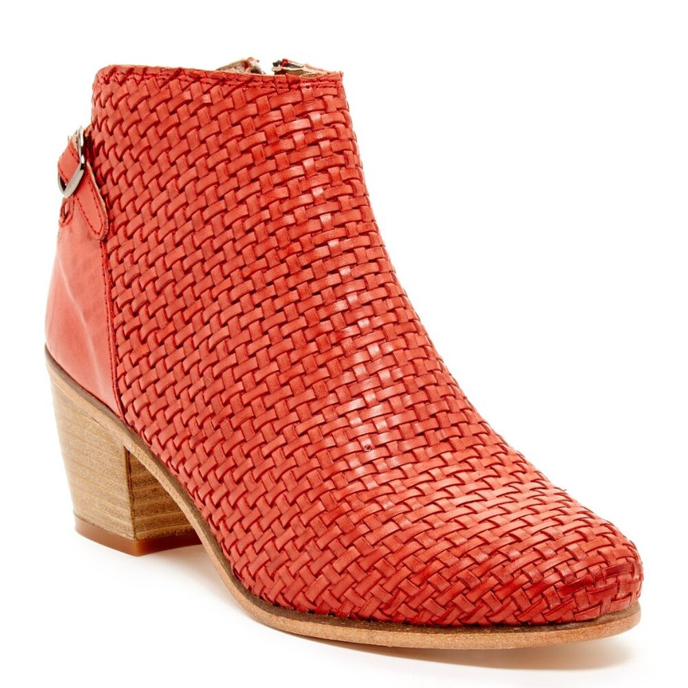 Catherine Malandrino Bootie Boot Woven Leather Women's 40 RED